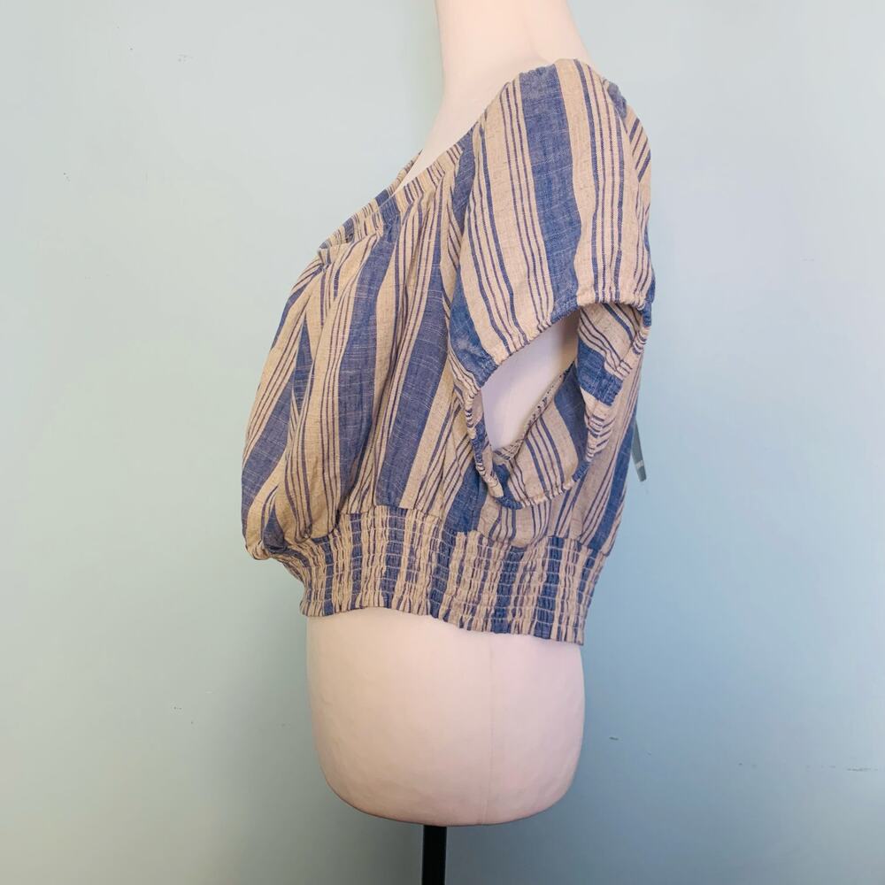 NWT Torrid Linen Blend Smocked Waist Off-Shoulder Crop Top Size 2 (2X, 18-20) - Picture 4 of 9